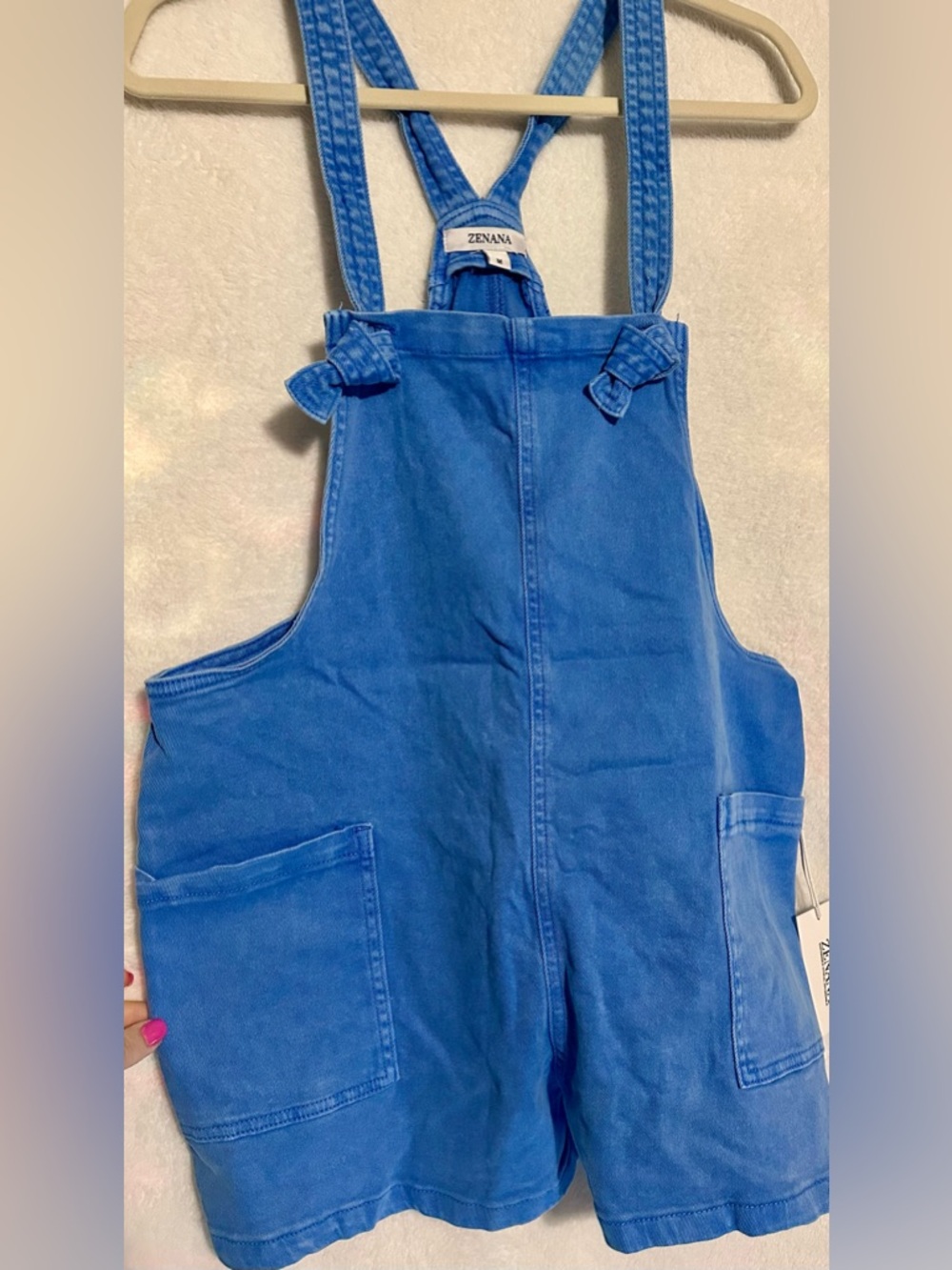 ZENANA Blue Denim Overall Romper Shorts
Women's M NWT